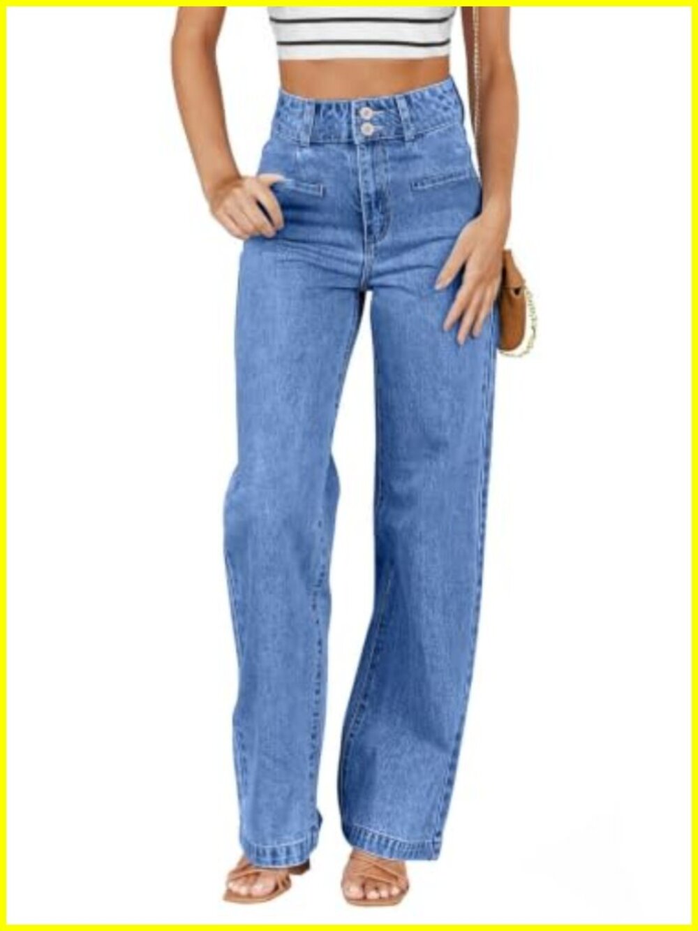 High Waisted Straight Leg Jeans for Women Stretchy Denim Pants
